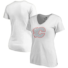 NHL White Calgary Flames Women's Whiteout V-Neck T-Shirt