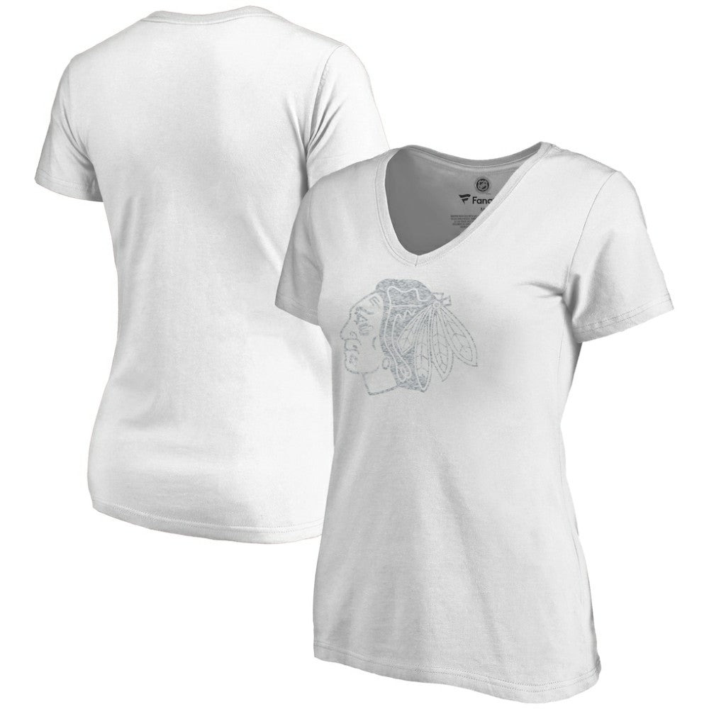 NHL White Chicago Blackhawks Women's Whiteout V-Neck T-Shirt