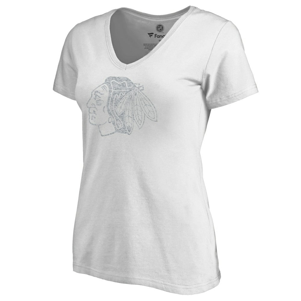NHL White Chicago Blackhawks Women's Whiteout V-Neck T-Shirt