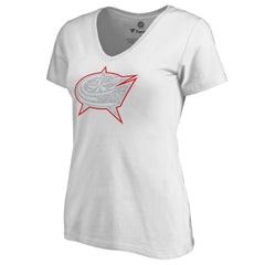 NHL White Columbus Blue Jackets Women's Whiteout V-Neck T-Shirt