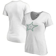NHL White Dallas Stars Women's Whiteout V-Neck T-Shirt