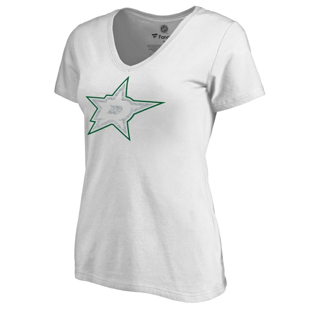 NHL White Dallas Stars Women's Whiteout V-Neck T-Shirt