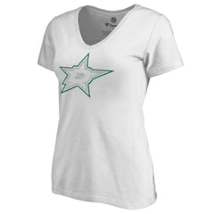 NHL White Dallas Stars Women's Whiteout V-Neck T-Shirt