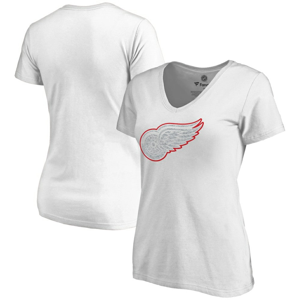 NHL White Detroit Red Wings Women's Whiteout V-Neck T-Shirt