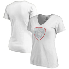 NHL White Florida Panthers Women's Whiteout V-Neck T-Shirt