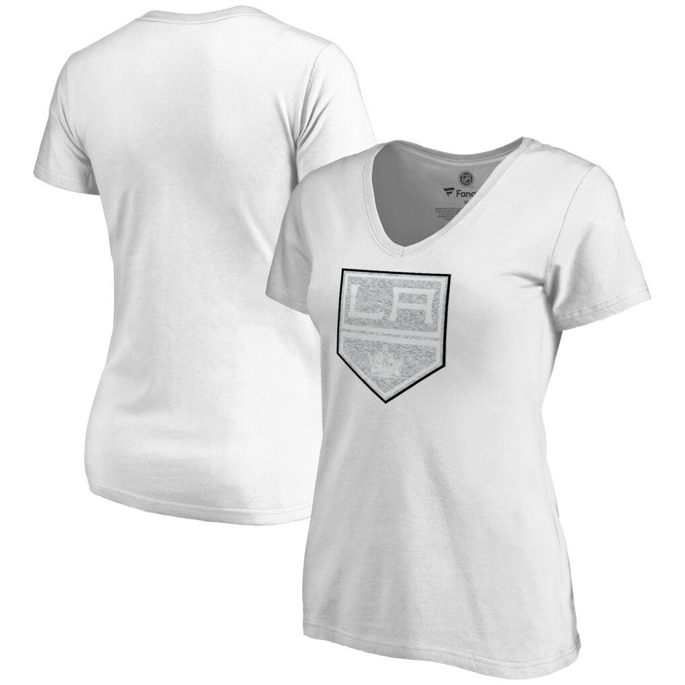 NHL White Los Angeles Kings Women's Whiteout V-Neck T-Shirt