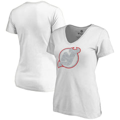 NHL White New Jersey Devils Women's Whiteout V-Neck T-Shirt