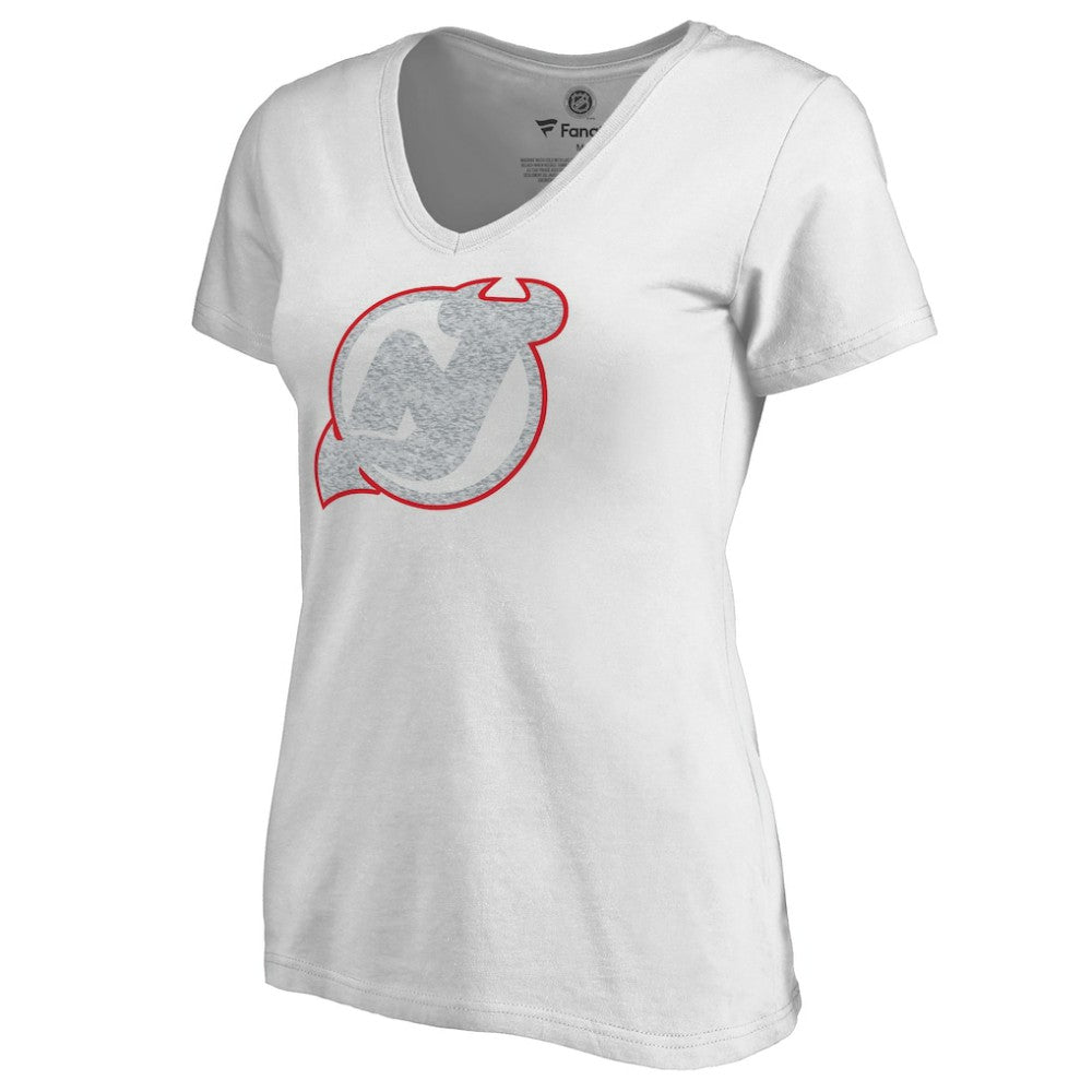 NHL White New Jersey Devils Women's Whiteout V-Neck T-Shirt