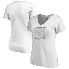 NHL White New York Rangers Women's Whiteout V-Neck T-Shirt