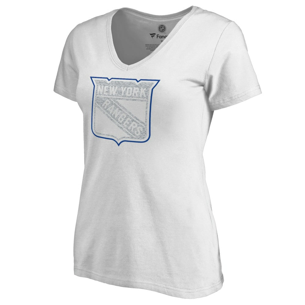 NHL White New York Rangers Women's Whiteout V-Neck T-Shirt