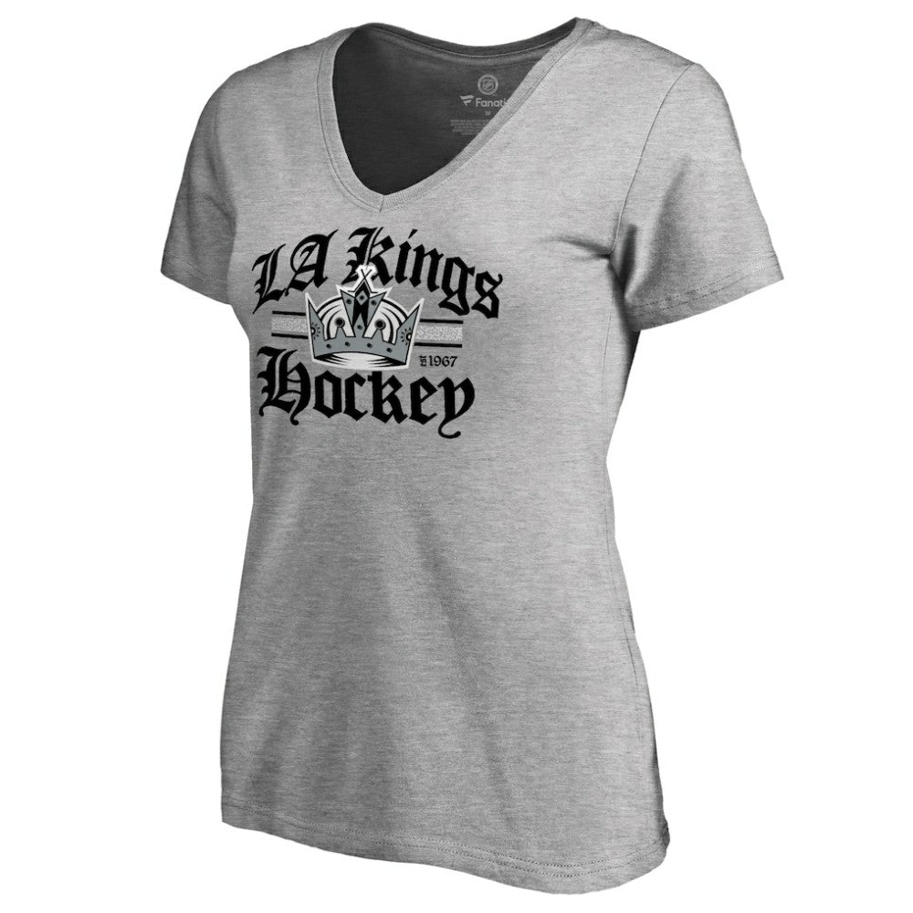 NHL ash Los Angeles Kings Women's Hometown Collection The Crown V-Neck T-Shirt