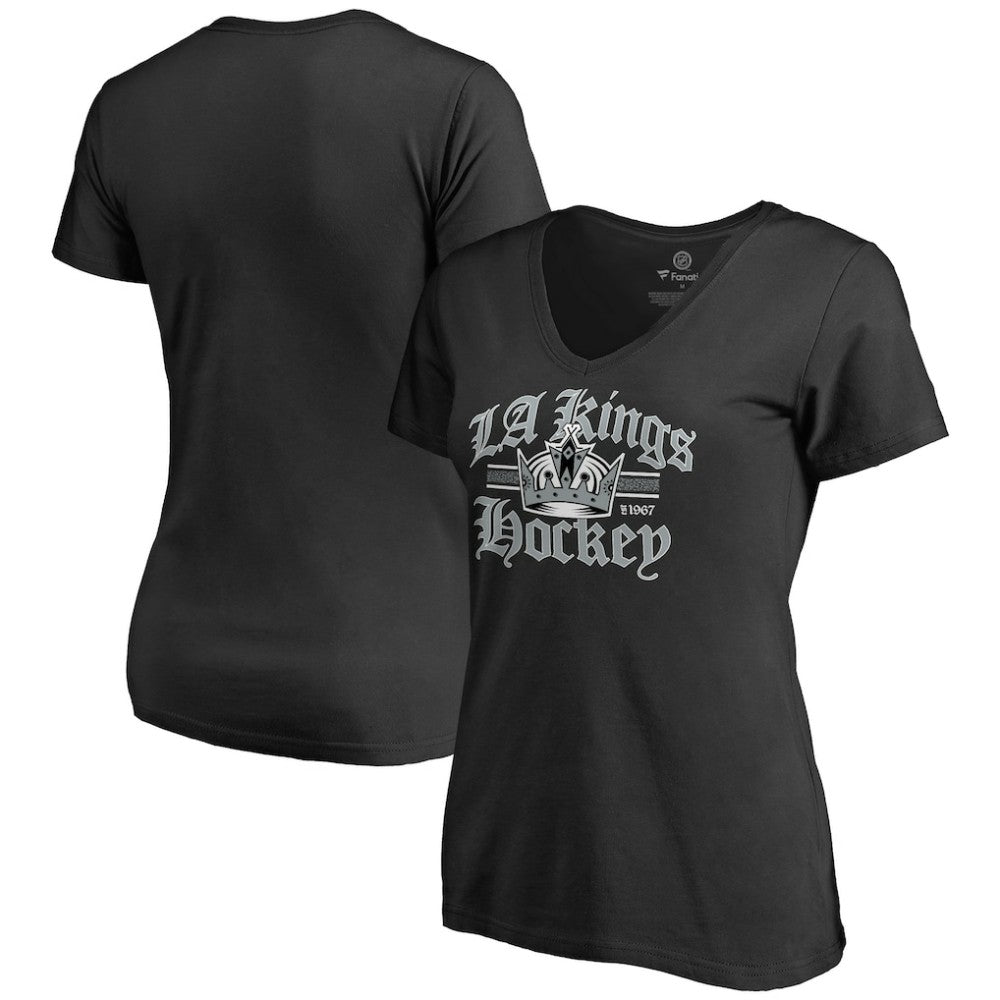 NHL Black Los Angeles Kings Women's Hometown Collection The Crown V-Neck T-Shirt