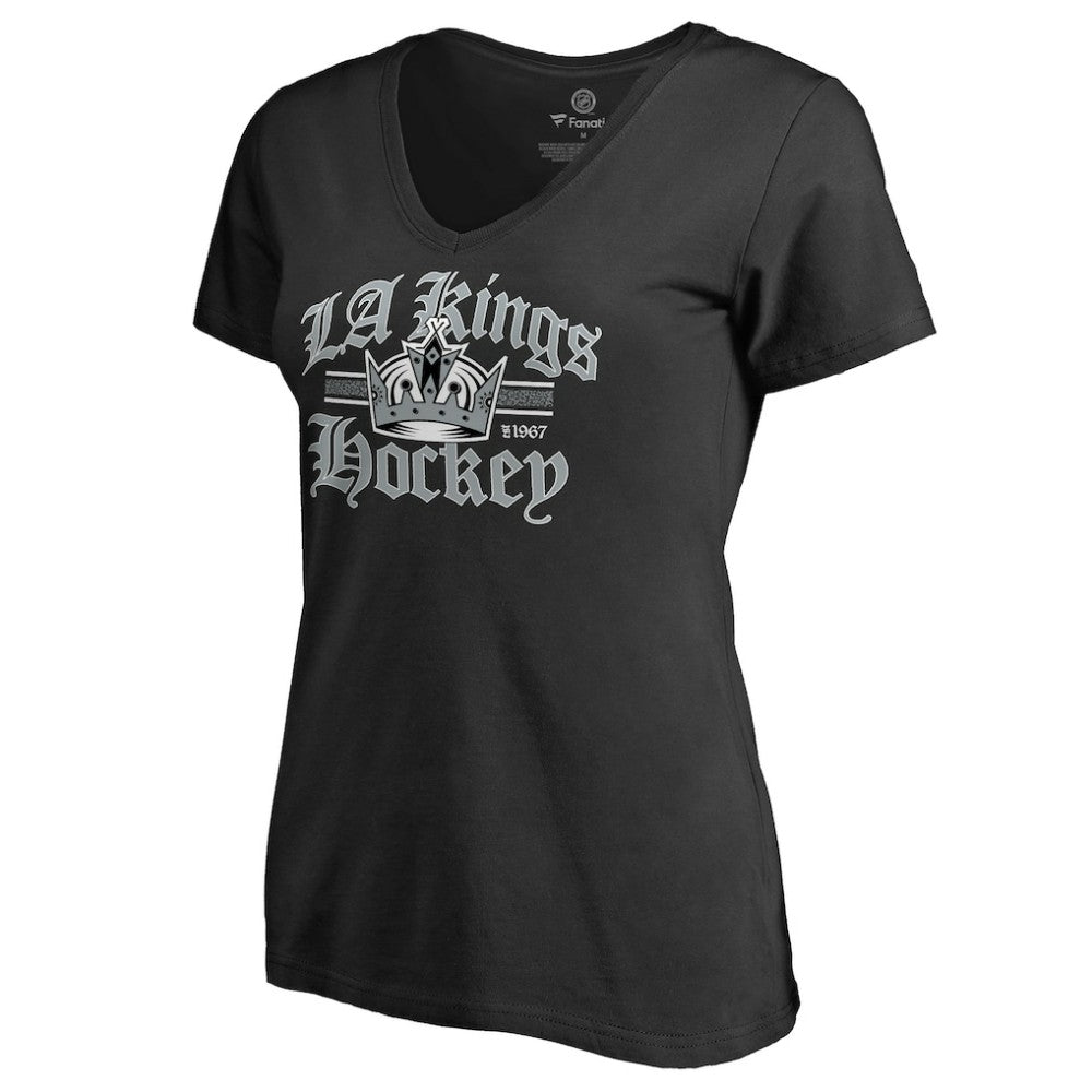 NHL Black Los Angeles Kings Women's Hometown Collection The Crown V-Neck T-Shirt