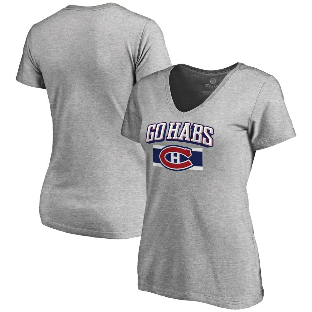 NHL ash Montreal Canadiens Women's Hometown Collection Go Habs V-Neck T-Shirt