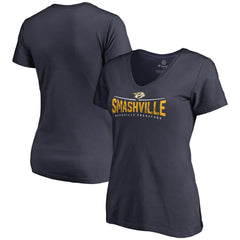 NHL Navy Nashville Predators Women's Hometown Collection Smashville V-Neck T-Shirt