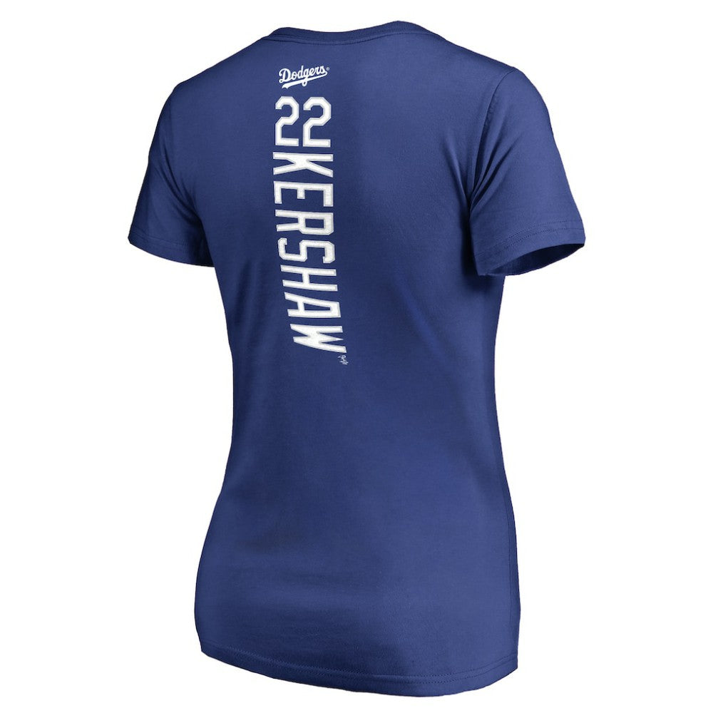 MLB Clayton Kershaw Los Angeles Dodgers Women's Backer Name & Number V-Neck T-Shirt