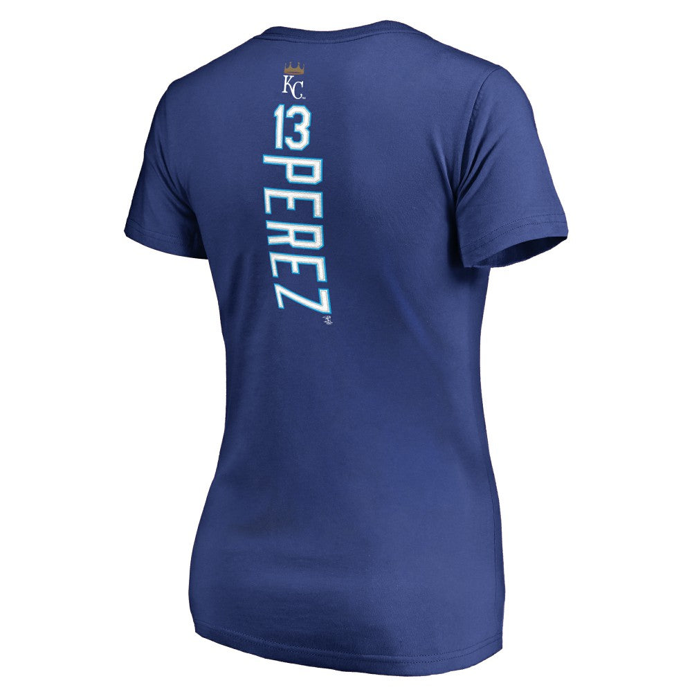MLB Salvador Perez Kansas City Royals Women's Backer V-Neck T-Shirt