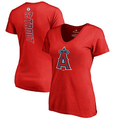 MLB Mike Trout Los Angeles Angels Women's Backer V-Neck T-Shirt