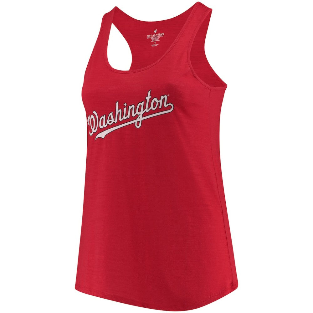 MLB Washington Nationals Soft as a Grape Women's Plus Size Swing for the Fences Racerback Tank Top