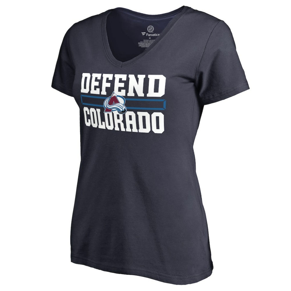NHL Navy Colorado Avalanche Women's Hometown Collection Defend V-Neck T-Shirt