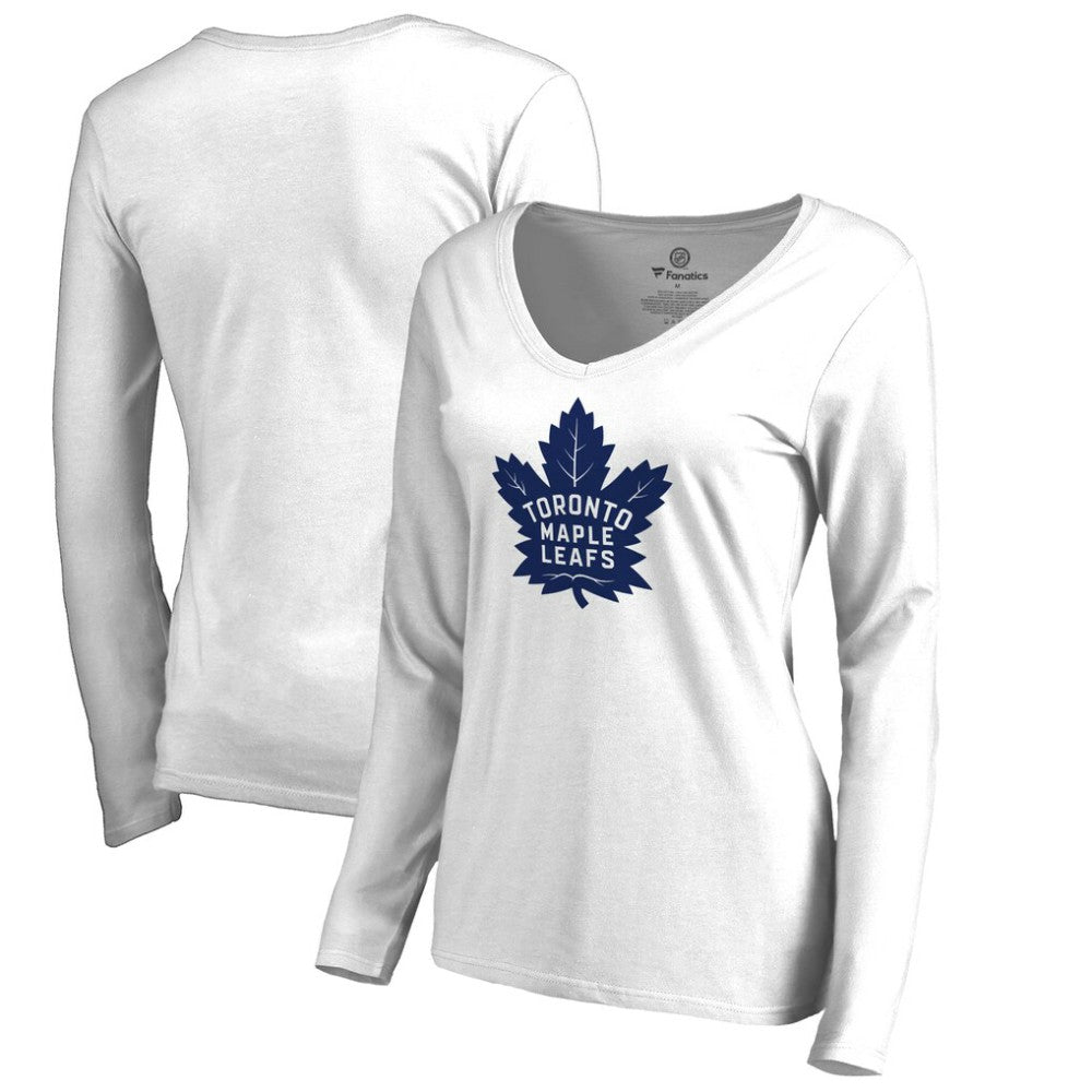 NHL White Toronto Maple Leafs Women's Primary Logo Long Sleeve T-Shirt