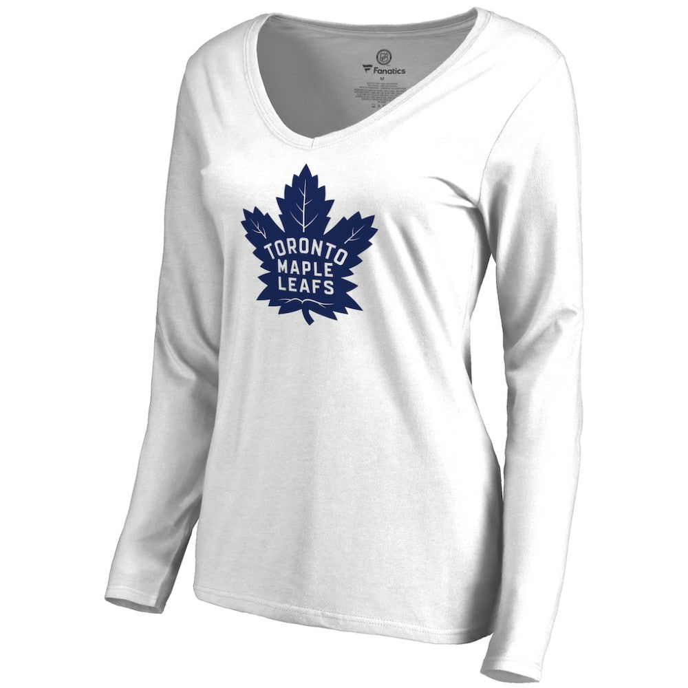 NHL White Toronto Maple Leafs Women's Primary Logo Long Sleeve T-Shirt