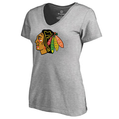 NHL Ash Chicago Blackhawks Women's Primary Logo T-Shirt