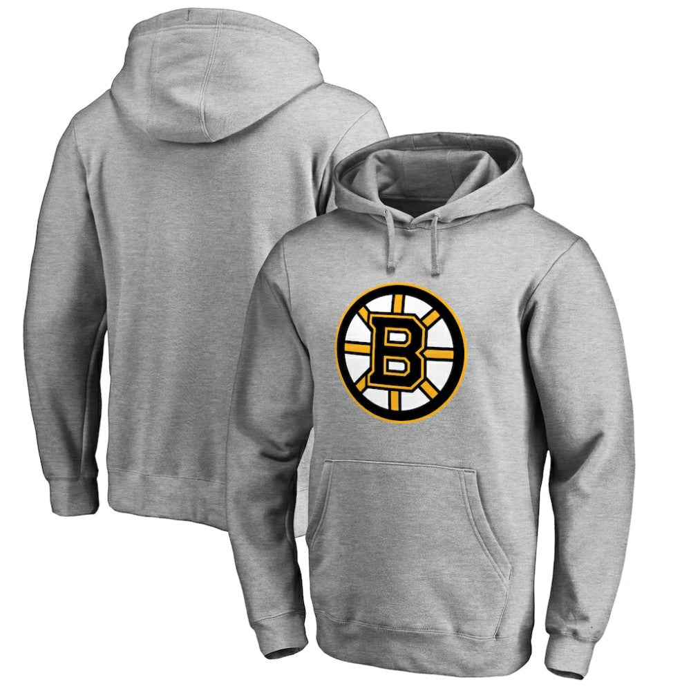NHL Heather Gray Boston Bruins Primary Logo Pullover Hoodie II