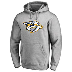 NHL Heather Gray Nashville Predators Primary Team Logo Fleece Fitted Pullover Hoodie