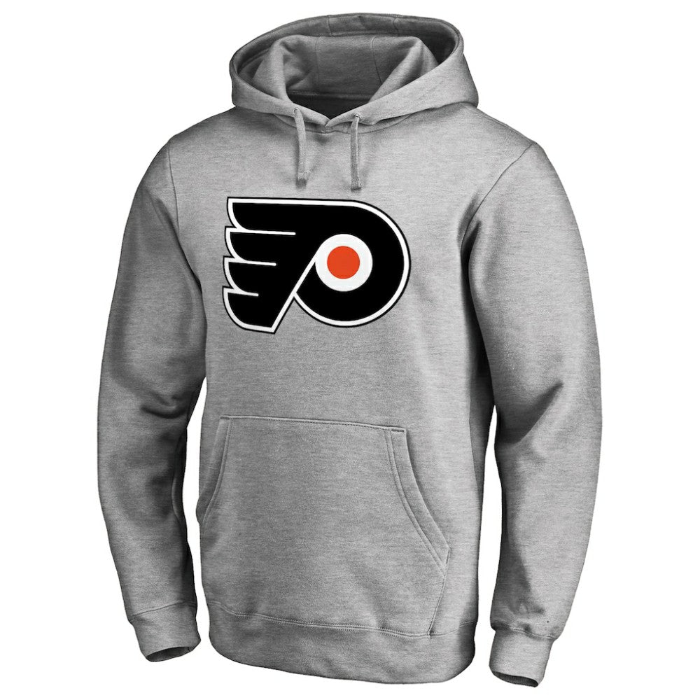 NHL Heather Gray Philadelphia Flyers Primary Team Logo Fleece Fitted Pullover Hoodie