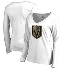 NHL White Vegas Golden Knights Women's Primary Team Logo Long Sleeve T-Shirt
