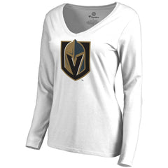NHL White Vegas Golden Knights Women's Primary Team Logo Long Sleeve T-Shirt