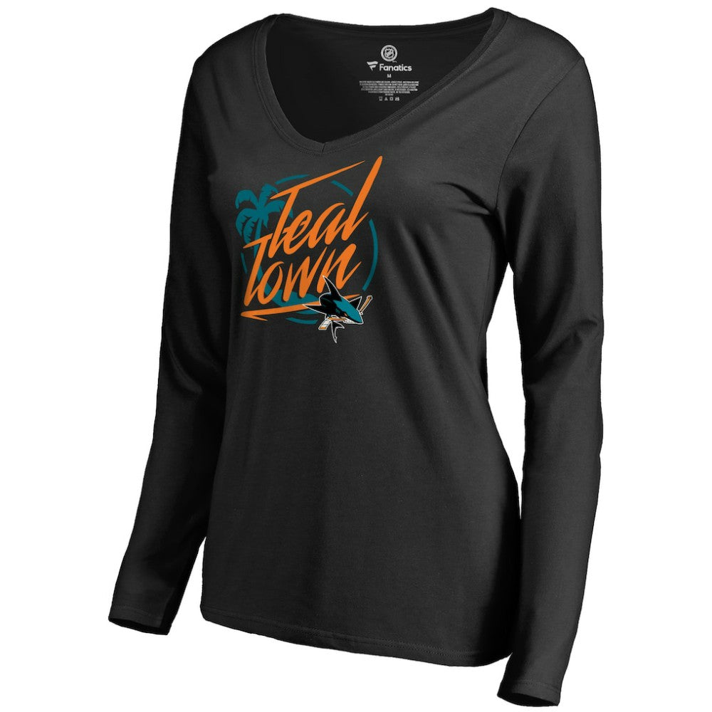 NHL Black San Jose Sharks Women's Hometown Collection City of Teal Long Sleeve T-Shirt