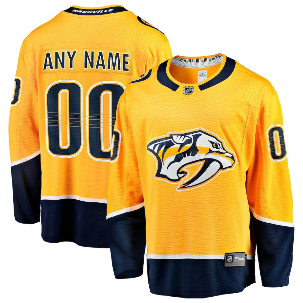 NHL Gold Nashville Predators Fanatics Home Breakaway Custom Jersey