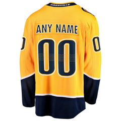 NHL Gold Nashville Predators Fanatics Home Breakaway Custom Jersey