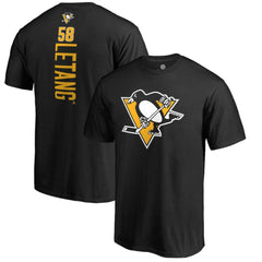 NHL Black Kris Letang Pittsburgh Penguins Backer T-Shirt
