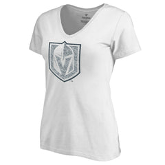 NHL White Vegas Golden Knights Women's Whiteout V-Neck T-Shirt