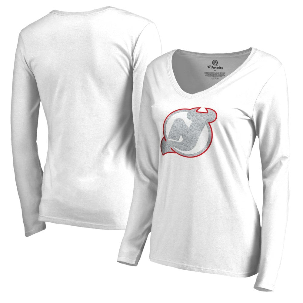 NHL White New Jersey Devils Women's White Out Long Sleeve T-Shirt
