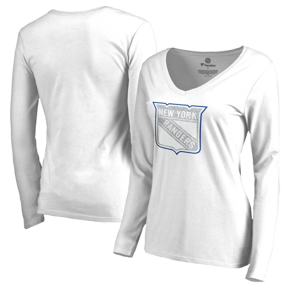 NHL White New York Rangers Women's White Out Long Sleeve T-Shirt