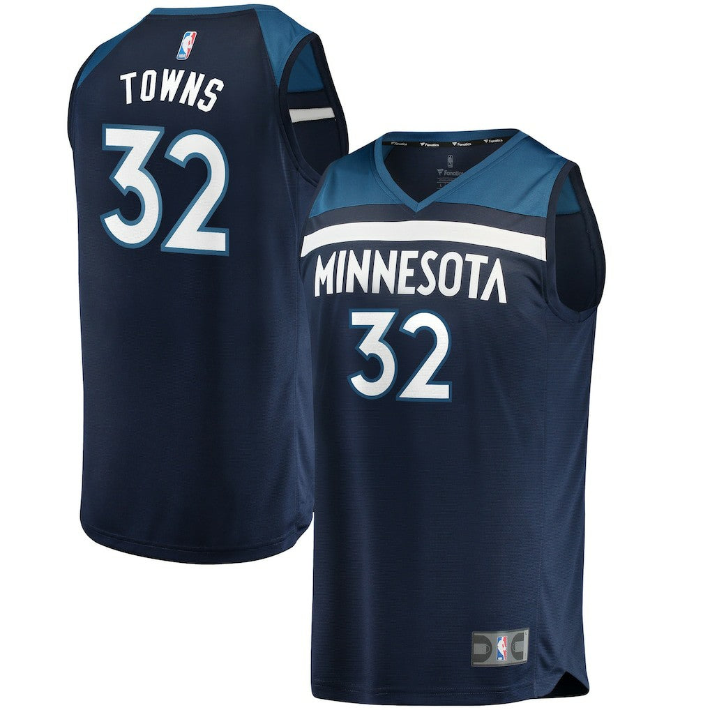 NBA Karl-Anthony Towns Minnesota Timberwolves Fast Break Replica Jersey Navy