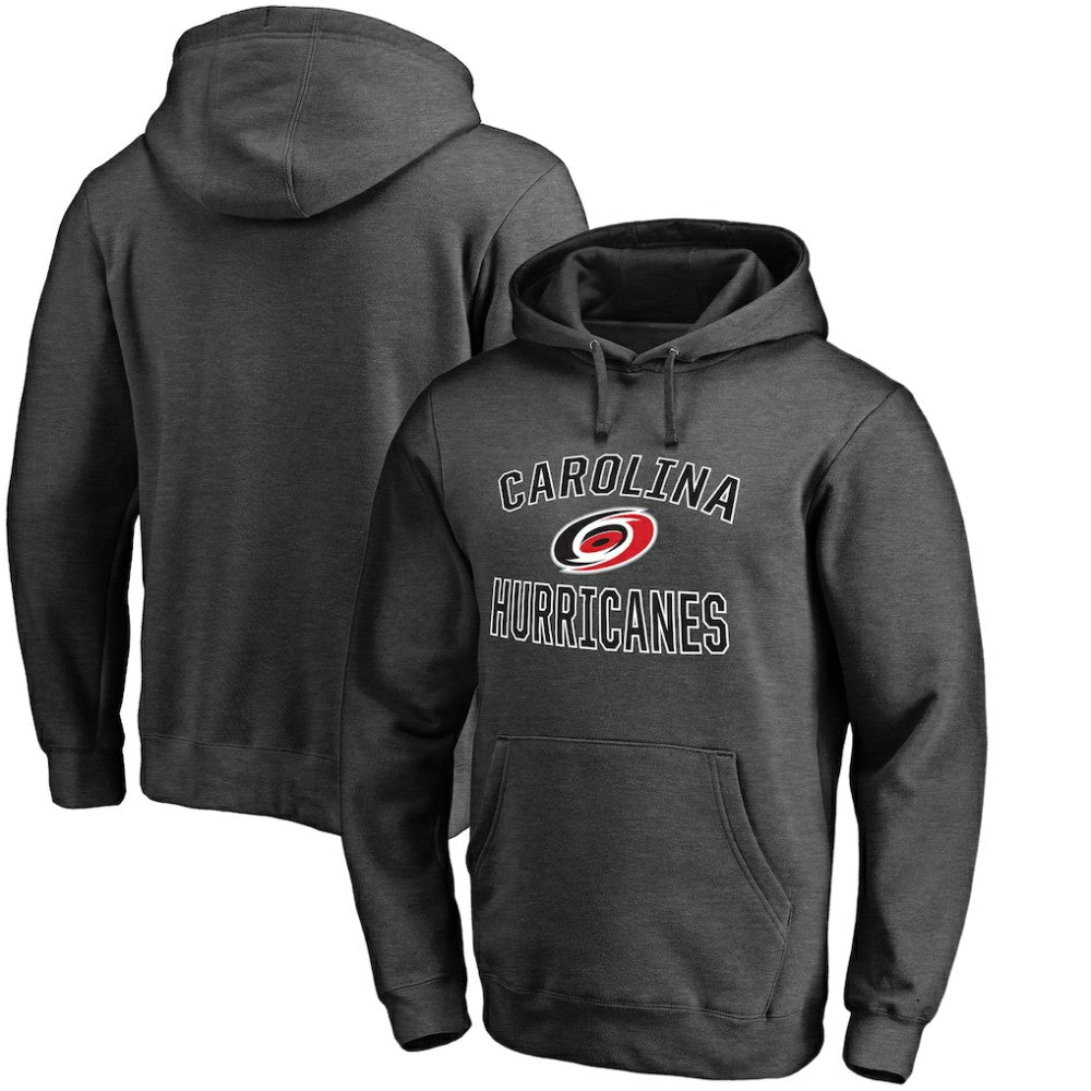 NHL Heather Charcoal Carolina Hurricanes Victory Arch Team Fitted Pullover Hoodie