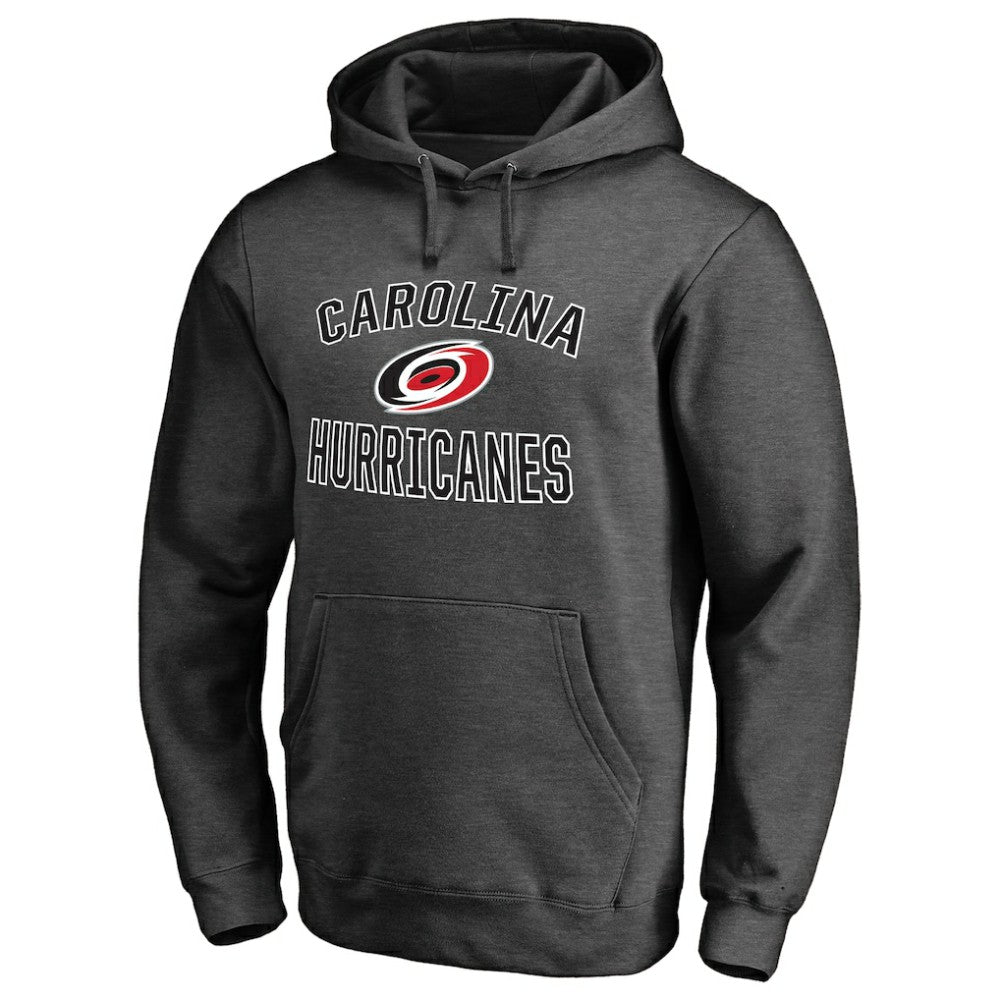 NHL Heather Charcoal Carolina Hurricanes Victory Arch Team Fitted Pullover Hoodie