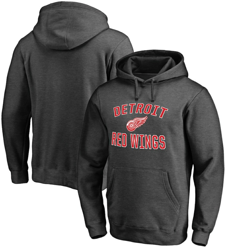 NHL Heather Charcoal Detroit Red Wings Victory Arch Team Fitted Pullover Hoodie