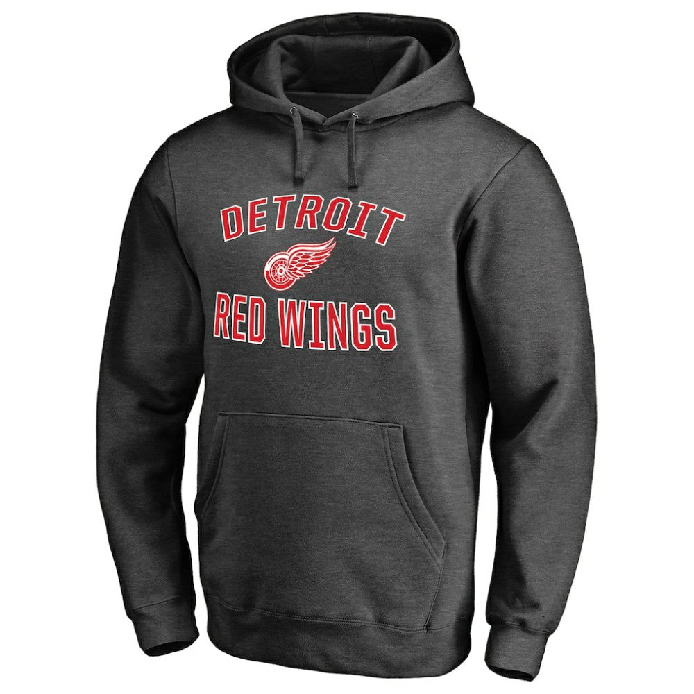 NHL Heather Charcoal Detroit Red Wings Victory Arch Team Fitted Pullover Hoodie