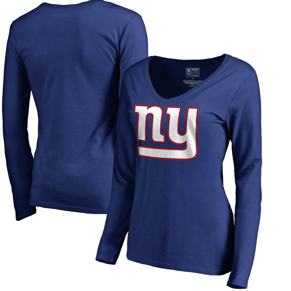 Women's Primary Logo V-Neck Long-Sleeve T-Shirt - New York Giants