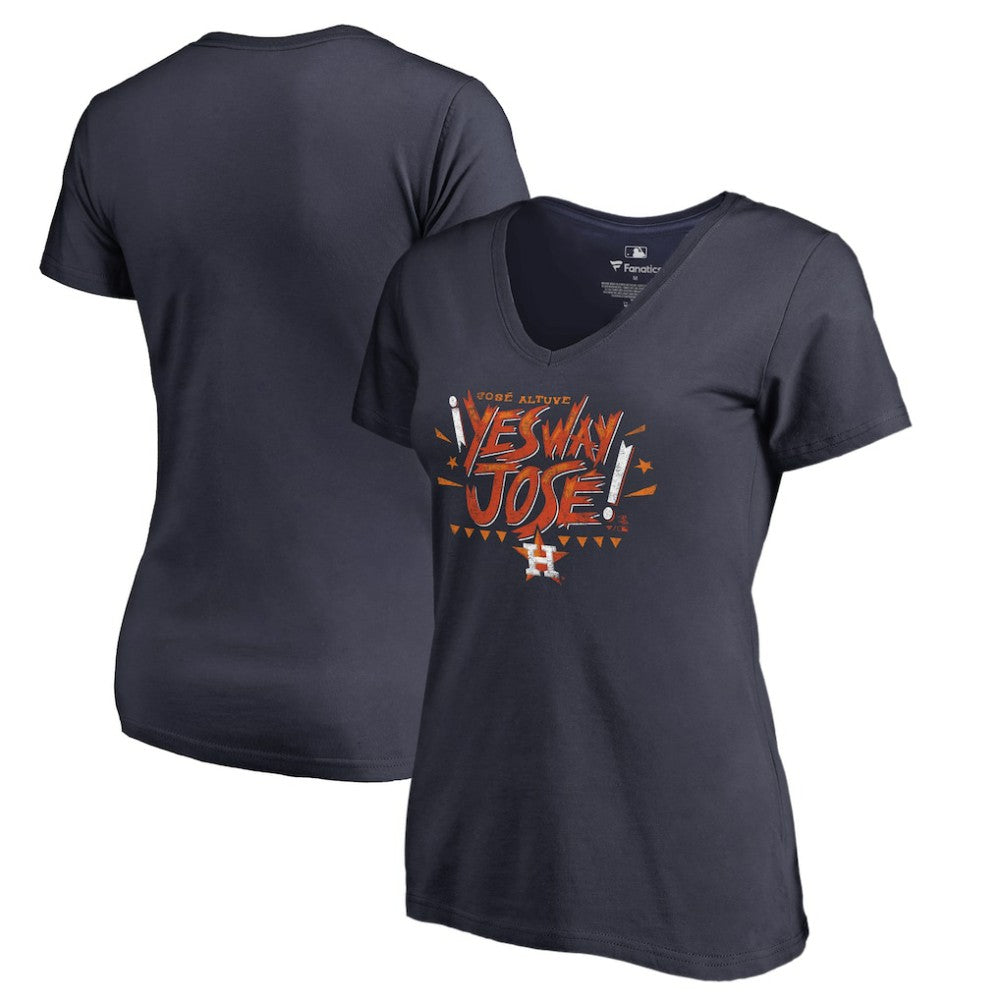 MLB Jose Altuve Houston Astros Women's Player Hometown Collection V-Neck Yes Way Jose T-Shirt