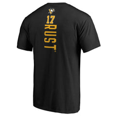 NHL Black Bryan Rust Pittsburgh Penguins Backer Name & Number T-Shirt