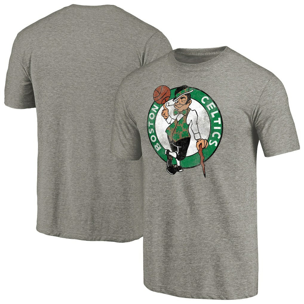 NBA Boston Celtics Distressed Team Logo 2 Tri-Blend V-Neck T-Shirt