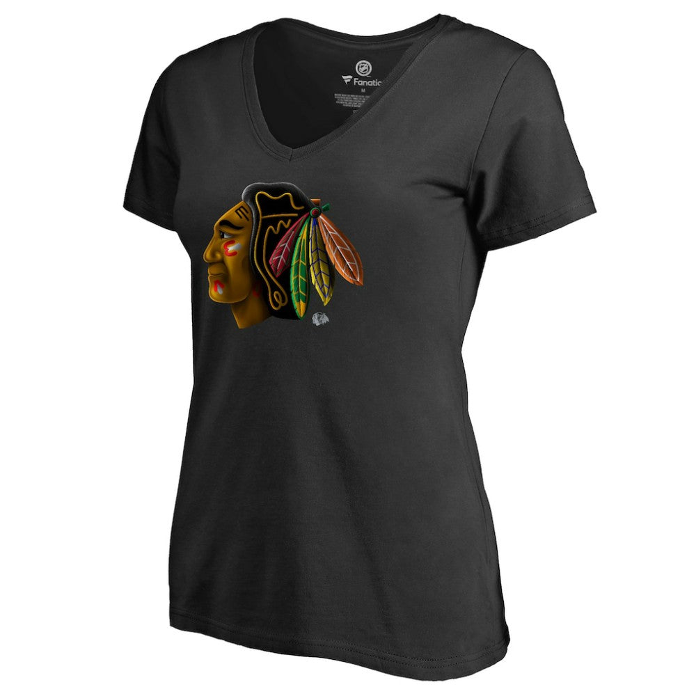 NHL Black Chicago Blackhawks Women's Midnight Mascot V-Neck T-Shirt