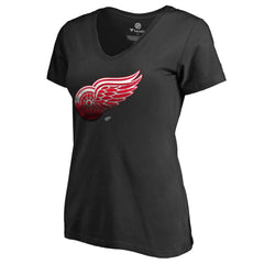 NHL Black Detroit Red Wings Women's Midnight Mascot V-Neck T-Shirt